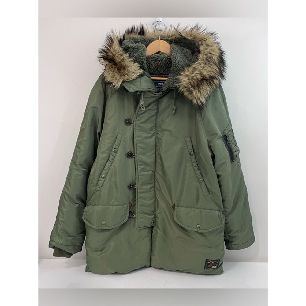Polo Ralph Lauren Faux Fur-Trimmed Snorkel Parka Down Filled Mens Medium